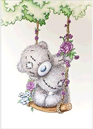 LAZODA DIY 5D Diamond Painting Rhinestone Embroidery Cross Stitch Arts Craft for Home Decoration Teddy Bear Swinging 30*40CM