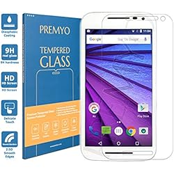 PREMYO Cristal Templado para Motorola Moto G 2015 Protector Pantalla para Moto G-3 Dureza 9H Bordes 2,5D Vidrio Lámina Protección Compatible con Moto G 3a Generación Sin Burbujas contra Arañazos