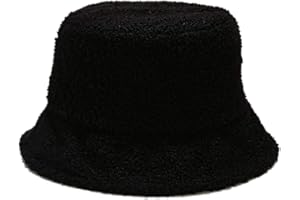 Damen Fischerhut Plüsch Winter Eimerhut Flauschige Bucket Hat Warm Fluffy Wintermütze Fell Fischerhut Einfarbig Schlapphut Fa