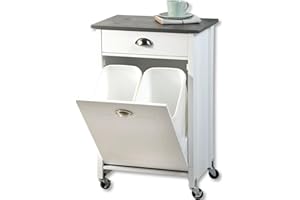 ‎KESPER Kesper| Küchenwagen mit Mülltrennsystem, Material: Faserplatte, Maße: B 50 x H 79 x T 37 cm, Farbe: Weiß, Grau | 25527 13