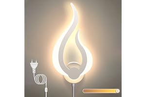 Lightess Lampada da Parete Interno con Spina, Applique da Parete Interno Dimmerabile con Interruttore, Moderno Illuminazione per Interni Luce da Parete LED per Soggiorno, Corridoio, Camera da Letto