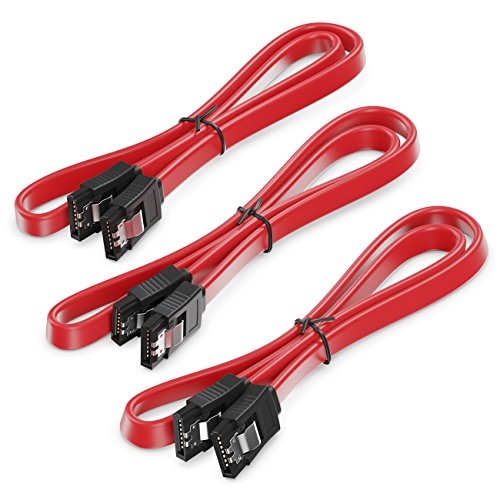 SET – 3x deleyCON [0,5m] S-ATA 3 Kabel – PREMIUM SATA 3 HDD / SSD Datenkabel mit Clip – 2x Stecker gerade – bis 6 Gbit/s – Länge: 50cm / Farbe: Rot - 4