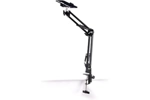PHOTOMYNE Sturdy Flexible Overhead Phone Mount for Desk, Table, Office, Kitchen with Clamp for Photo Album Scanning - Black