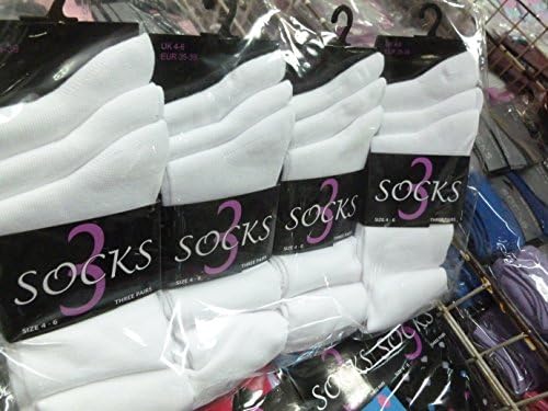 TWELVE pairs of summer Luxury English cotton socks for WOMEN_"Plain white"