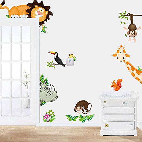 Voberry® Jungle Animal Kids Baby Nursery Child Home Decor Mural Wall Sticker Decal