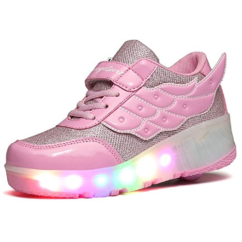 Unisex Schuhe mit Roller Skate ein Rad Schuhe Skateboard Boys Mädchen Erwachsene Led Lights Sports Sneaker