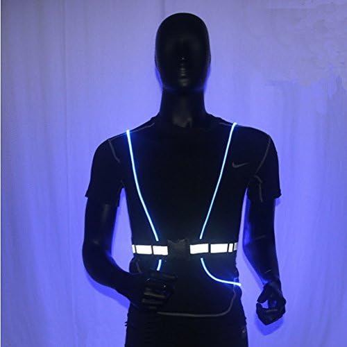 High Visibility Reflective Vest Exercise Belt with Luminous LED Fiber Optics for Running, Jogging Cycling, Walking, Dog walking, Motorcycle, and Horse Riding