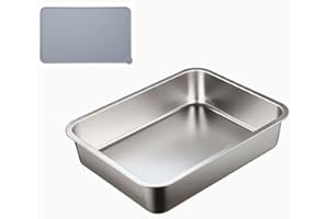 GRFELI Katzentoilette aus Edelstahl, extra kleine Metalltoilette für kleine Katzen, Hamster, Kaninchen, kein Geruch, antihaftbeschichtet, leicht zu reinigen, (45 * 35 * 10CM)