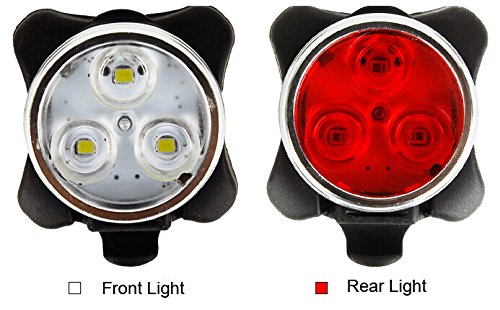 Signstek USB aufladbar Wasserfest 3 LED Sport Fahrradlampe Frontlichter Rücklicht 160LM (Rot-Rücklicht) - 4