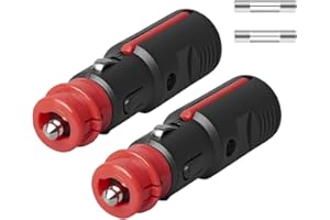 AROMELIVII Fiche Universelle pour Allume Cigares, Prise Universelle DIN/Zig – Adaptateur 12V Moto & Voiture – Compatible DIN Ø12mm et Allume-Cigare Ø21mm – avec Levier extractible et raccordement à vis/Soudure