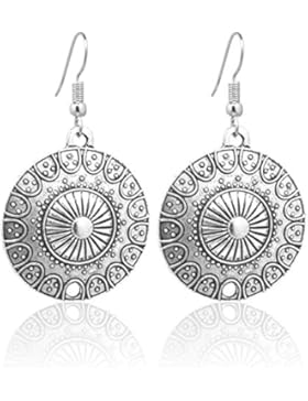 2LIVEfor Ohrringe Ethno Tropfen Tibet Ohrringe Bohemian Vintage Ohrringe Hängend Antik Style Silber Ohrhänger...