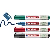 edding 21 EcoLine permanent mark&ouml;r, 4'l&uuml; set, karışık renkler, yuvarlak u&ccedil;, yeniden doldurulabilir