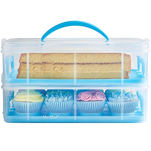 VonShef Snap and Stack 3 Etagen Cupcake Behälter & Kuchentransportbehälter – Bewahren Sie bis zu 36 Cupcakes oder 3 Große Kuchen auf - 5
