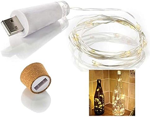 Led Bottle String Light, 1.5M Rechargeable USB Bottle Cork Wire Fairy String Light with 15 Waterproof LED Lights for Bottle DIY Decor Outdoor BBQ Gathering Party Wedding Holiday