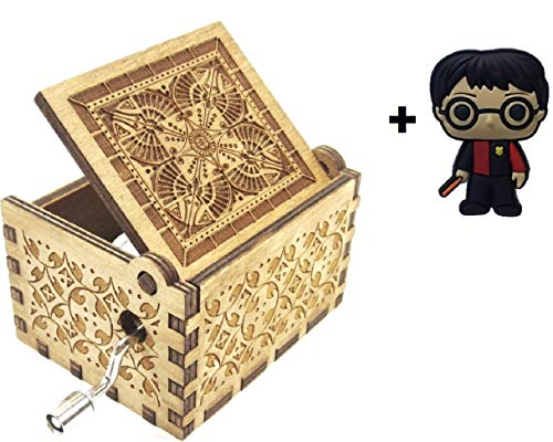 Boite a musique en bois avec manivelle, Cadeau de décoration boîte à musique en bois à manivelle en bois à motif créatif