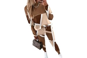 Yesgirl Damen Jogginganzug Zweiteiler Outfit 2 Stück Trainingsanzug Set 2 Teilig Freizeitanzug Sportanzug Colorblock Sweatshirt + Jogginghose Sportswear Sportbekleidung Tracksuit