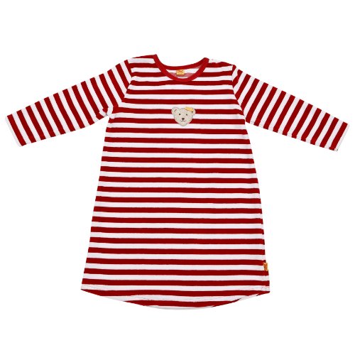 Steiff Girls 0006578 Nightdress 1/1 Striped Long Sleeve Top -  Red - 4 years