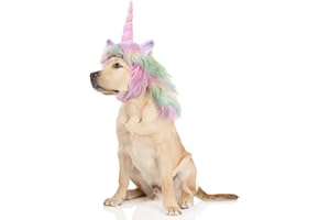 Onmygogo Divertente costume da Reideer per cani, graziosa parrucca pelosa per animali domestici, per Halloween e Natale, accessori per abbigliamento per animali domestici (tinta unita, taglia L)