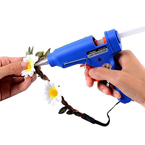 Ohuhu® Heißklebepistole Klebepistole Heißluftpistole Glue Gun Hotmelt Glue Gun 20W mit 25 Stücke Hot Melt Glue Sticks Klebesticks Heißklebesticks Heißklebestifte (blau) - 2