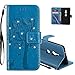 Produktbild COTDINFOR Sony Xperia XZ2 Hülle für Mädchen Elegant Retro Premium PU Lederhülle Handy Tasche mit Magnet Standfunktion Schutz Etui für Sony Xperia XZ2 Blue Wishing Tree with Diamond KT.
