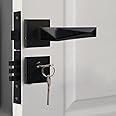 BonKaso 1300 Premium Zinc Heavy Duty Safe and Secure Mortise Main Door Lock Set with Door Handle and 3 Keys for Home, Office & Hotel - (Matt Black) Set of 1 with 70MM Lock Cylinder