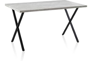 ‎TUKAILAI TUKAILAI Esstisch Holz 140x80cm, Küchentisch mit X-förmigen Metallbeinen, Esszimmertisch für 4-6 Personen, Tisch Wohnzimmer Frühstückstisch Speisetisch für Küche Esszimmer Restaurant,Grau