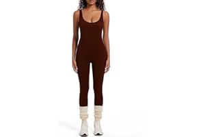 WEISANGMI Women Ribbed Jumpsuits One Piece Workout Yoga Gym Fitness Jumpsuits Rompers Seamless Sexy Sleeveless Square Neck Jumpsuit Playsuits Outfit