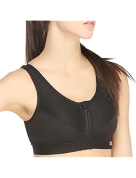 Yvette Damen Reißverschluss Vorne Front-Zip Starker Halt Ringerrücken Sport-BH 6015 Große Größen Ohne Bügel Und...
