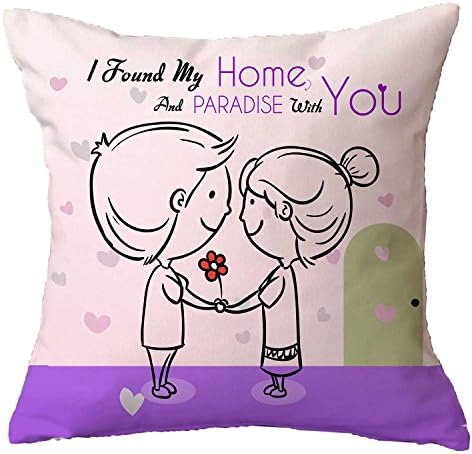 TheYaYaCafe Canvas Cotton You are My Paradise Cute Love Throw Cushion Cover for Girlfriend Boyfriend Husband Wife (12 x 12 inches)