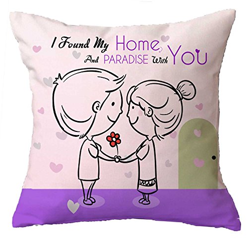 TheYaYaCafe Canvas Cotton You are My Paradise Cute Love Throw Cushion Cover for Girlfriend Boyfriend Husband Wife (12 x 12 inches)
