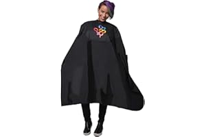 FRAMAR Capa de Peluquería Profesional – Capa Peluquería Con Cierre de Broches a Presión y Pecho Engomado, Capas de Corte Peluquería, Barbería Accesorios - Color Negro