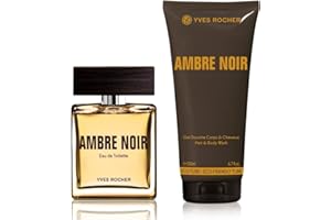 ‎YVES ROCHER Yves Rocher AMBRE NOIR Duft-Set, Geschenk-Set bestehend aus Eau de Toilette & Dusch-Shampoo, sinnlich-eleganter Duft, Valentinstag Geschenkidee für Männer