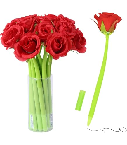 SIPLIV 12 penne a sfera a forma di girasole con fiori artificiali, penna a sfera nera con inchiostro gel da 0,5 mm, per scuola e ufficio, decorazione per feste, girasole colorato