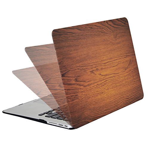 MOSISO Ultra Slim Plastik Hartschale Schutzhülle Snap Case für MacBook Air 13 Zoll (A1466 / A1369), Braunes Holz Getreide - 2