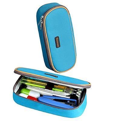 Homecube Trousse, Homecube Sac à Stylos Trousse à Crayons Scolaire Solide Durable Zipper pour Etudiant (Bleu)