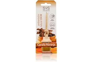 SYS Aromas Ambientador para Coche con Fragancia de Canela y Naranja – Perfume Natural Colgante sin Alcohol y Ecológico – Larga Duración – Elimina y Absorbe Malos Olores – Hecho en España – 7 ml