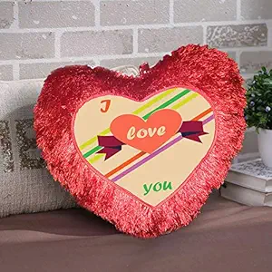 DreamVio Love Heart Shape Valentine's Day Gifts Fur Cushion,Plush Pillow for Gifting on Birthdays,Anniversaries Color - Red (Size- 15x17 inch) Shape 64