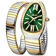 DAXIAOYU Classic Snake Shape Watch for Women Gold Silver Scaleable Bracelet Womens Watches Bling Diamonds Quartz Ladies Wristwatch