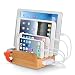Produktbild Merit 3 in 1 Multischnittstelle USB Bambus Ladestation Universell Ladegerät plus Kabel Organizer ALL-DOCK Dockingstation Ladeständer Ladedocks(40W 5 Schnittstelle USB Ladestation) Desktop Ladestation, Apple Uhr Stand für iPhone, iPad, Apple Watch, Tablet usw