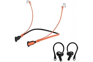 Kompatibel med AirPod fästrem, sportsträng-halsband, svart orange | Tillförlitliga skador & anti-förlust Airpodsband, mjuk hudvänlig, för sportresor och dagligt bruk