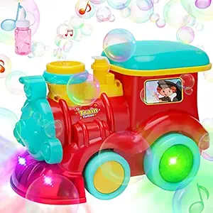 Kashival Plastic Battery Powered Bubble Making Train with Sound and Light Bubble Toy Train for Boys and Girls 3 Year Old Kids (Multicolor)