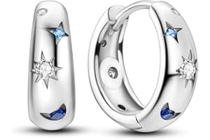 NARMO Orecchini per le Donne 925 Sterling Argento Colorato zirconi cubici Cuore,Orecchini Small Star Moon,Orecchini circolari femminili Orecchini da donna