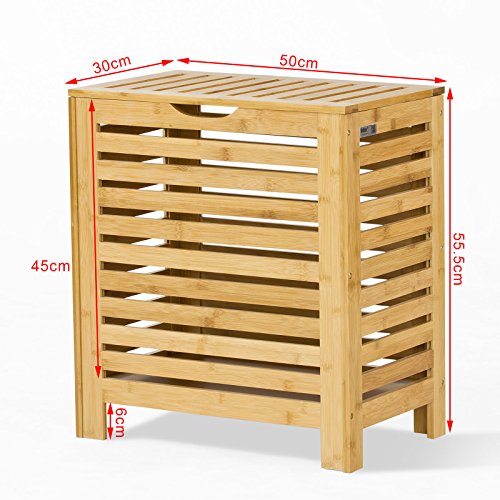 SoBuy® Wäschetruhe,Wäschekorb,Wäschebox, Wäschesammler Wäschetonne,mit Deckel, Natur, FSS48-N - 7