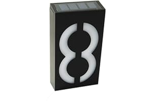 Número de Casa con 6-LED Luz Solare, KEEDA Exterior Lámpara Solar Números de Puerta para casa, hotel, puerta, Villa