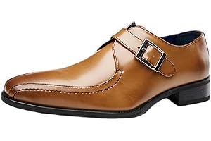 Santimon Chaussures Monk Homme à Boucle de Ville en Cuir Derby Casual Business Chaussure Habillées Loafer Noir Marron