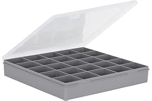 Wham 10.01 25 Division Square Plastic Organiser Box - Grey