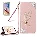 Produktbild Girlyard für Samsung S9 Plus Diamant Lederhülle, Bling Glitzer DIY Crystal Schutzhülle Luxus Premium PU Flip Case mit Lanyard Strap Standfunktion Kartenfach Magnetverschluss Etui für Samsung Galaxy S9 Plus Golden Engel