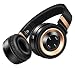 Produktbild Honstek P6 drahtlose Bluetooth 4.0-Stereo-Kopfhörer, Hifi, faltbar, On-Ear mit Micro, Lautstärkeregler und Audio-Kabel, Unterstützungs-TF-Karte und FM-Radio (Schwarz/Gold)