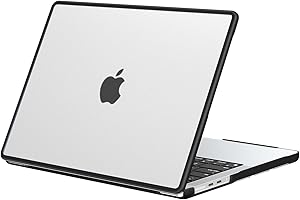 BlueSwan Coque Compatible avec MacBook Pro 14 Pouces 2024 2023 2021 M4 M3 M2 M1 Pro Max A3112 A3185 A3401 A2992 A2918 A2779 A2442, Cadre en TPU Anti-Rupture Étui Rigide - (Bord Noir) Transparent Mat