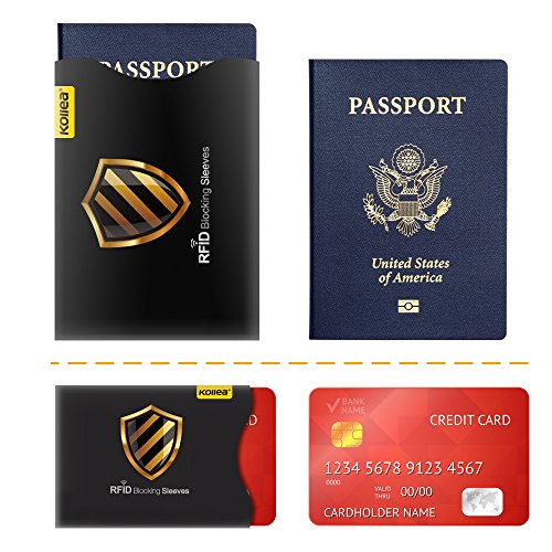 Bloqueo RFID  Kollea Tarjeteros para Tarjetas de Credito y Pasaporte  14 Protectores Tarjeta Credito   4 Protectores Pasaporte 